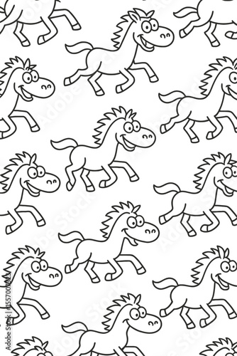 Cartoon horses playfully running around