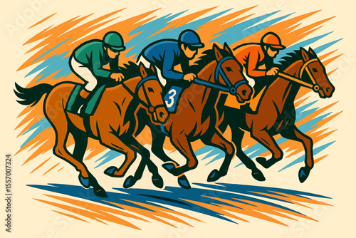 Galloping steeds streak across the track