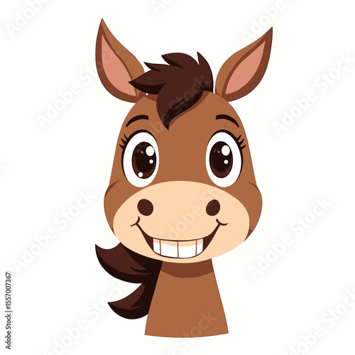 Smiling cartoon horse with large shining eyes