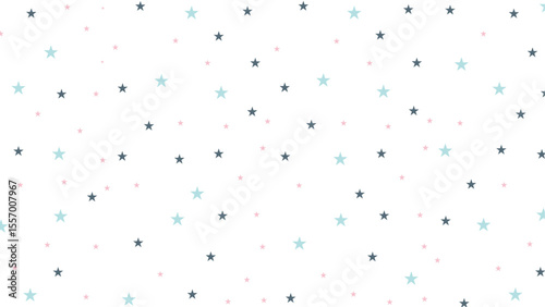 Cute pastel star seamless pattern background. Soft blue, pink, and navy stars on white. Perfect for nursery decor, baby shower, kids fabric, wrapping paper, or digital scrapbooking design.