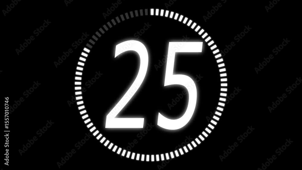 Minimal countdown timer animation from 30 to 0 seconds. 30 second countdown timer ideal for stylish clocks, websites, event promotions, and cinematic projects. round circle 30 seconds countdown