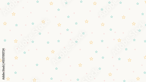 Seamless pastel star outline pattern on cream background. Cute celestial vector design ideal for baby products, kids wallpaper, nursery prints, wrapping paper, fabric, or dreamy night sky themes.