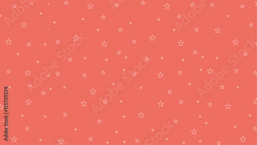 Seamless coral background with minimal white star outlines. Cute celestial pattern perfect for kids fabric, wrapping paper, nursery wall art, baby products, or dreamy pastel-themed vector designs.