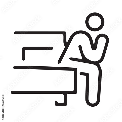 Insomnia and early awakening icon. Vector thin line illustration with editable stroke showing sleep disturbance, stress and anxiety. 
