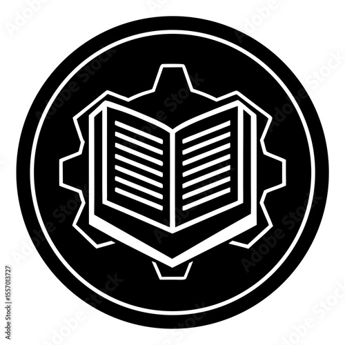 Instruction Manual Icon | Generative AI Vector & Linocut Silhouette Design