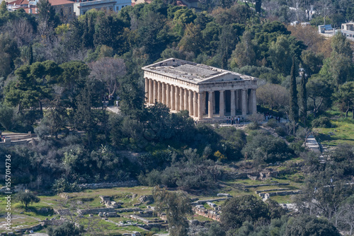 Aerial view of the Temple of Hephaestus and the Ancient Agora, Athens, Greece