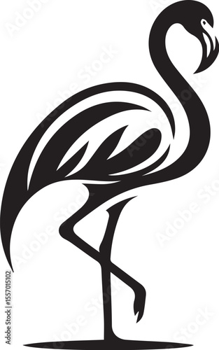 Elegant Black and White Flamingo Illustration