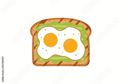 Avocado toast with two fried eggs and grill marks