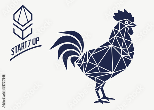 Geometric Rooster Illustration Low Poly Design for Startup Branding