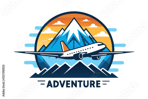 Adventure Awaits Airplane Soaring Over Majestic Mountains