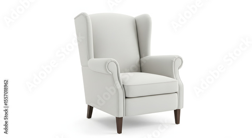 White Fabric Armchair PNG