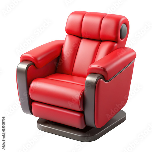 Comfortable red cinema armchair isolated on transparent background