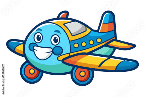 Adorable Cartoon Airplane Illustration Fun, Colorful Design for Kids