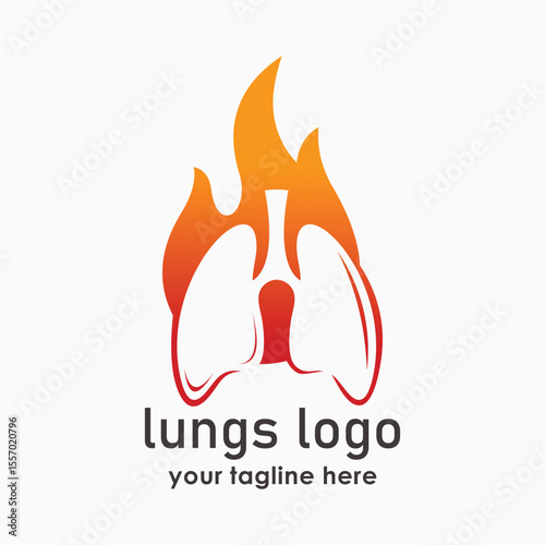 lung health logo design vector illustration, lungs and fire logos concept, nature element logos