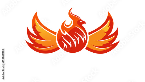 Fiery Phoenix Bird Logo Embodiment of Rebirth and Power
