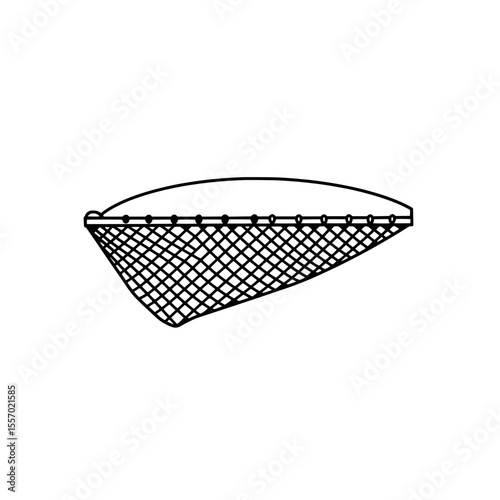 Minimalist Fishing Net Illustration: A clean, minimalist line art illustration of a fishing net, ideal for conveying themes of fishing, sea, and coastal life.