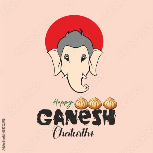 Ganesh Chaturthi festival of India,Happy Ganesh Chaturthi Festival Background Design with Creative Lord Ganesha Illustration