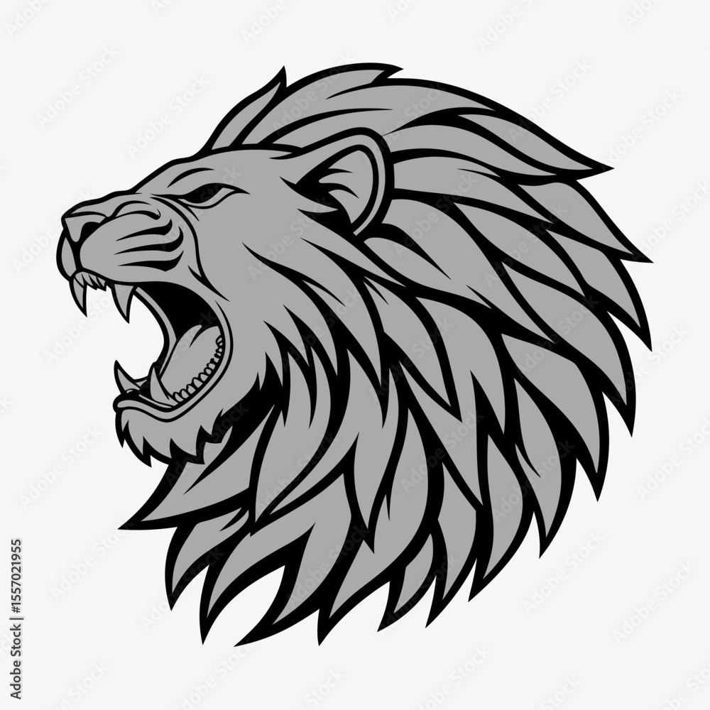 Fototapeta premium Lion head mascot angry roar vector icon
