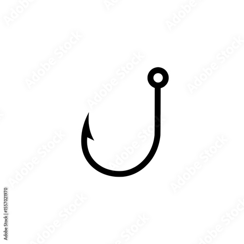 Fishing Hook Silhouette: A simple, elegant, and captivating minimalist silhouette of a fishing hook, a symbol of patience, strategy, and connection.