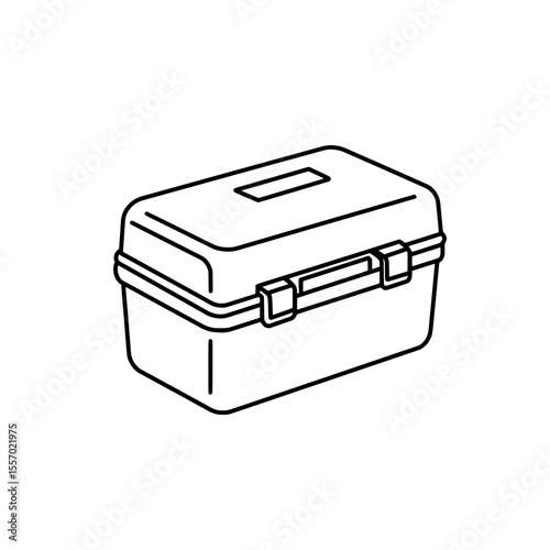 Toolbox Outline Illustration: A sleek, minimalist outline illustration of a toolbox, capturing its functional design and utilitarian essence. 