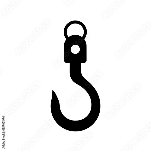 Heavy Duty Hook Icon: A strong and durable hook, perfect for heavy lifting or industrial applications. The hook is depicted in a bold, black silhouette against a white background.