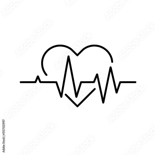 Heartbeat Icon: A minimalist illustration of a heart intertwined with a vibrant electrocardiogram, encapsulating the essence of health, wellness, and vitality.