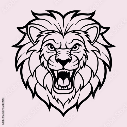 Lion head mascot angry roar vector icon