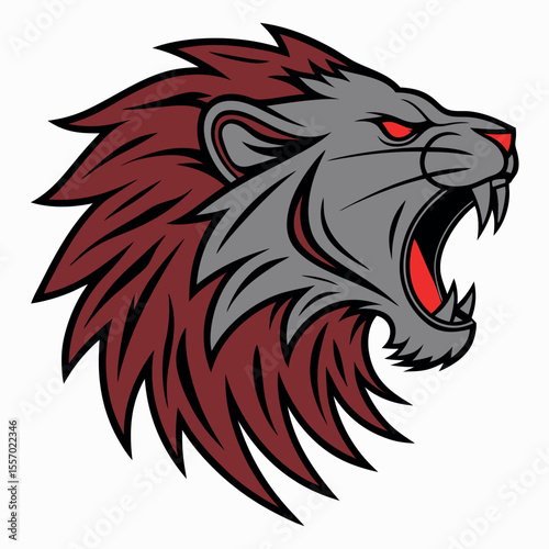 Lion head mascot angry roar vector icon