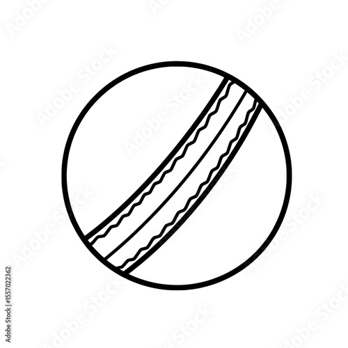 Cricket Ball Icon: A clean, graphic illustration of a cricket ball, ready for action, defined by precise lines.