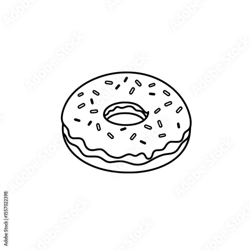 Donut Delight: An enticing contour of a perfectly ringed donut with a generous scattering of sprinkles awaits, inviting you to indulge in this sweet treat.