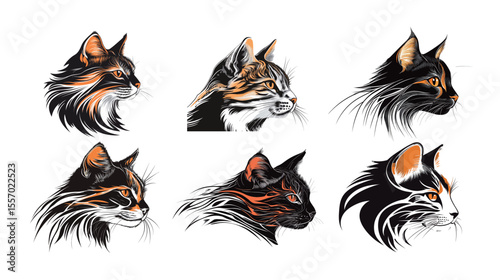 Highly detailed vector illustration of a realistic cat with natural fur texture, expressive eyes, and accurate anatomy, showcasing the feline's elegance and charm, ideal for pet-themed designs,