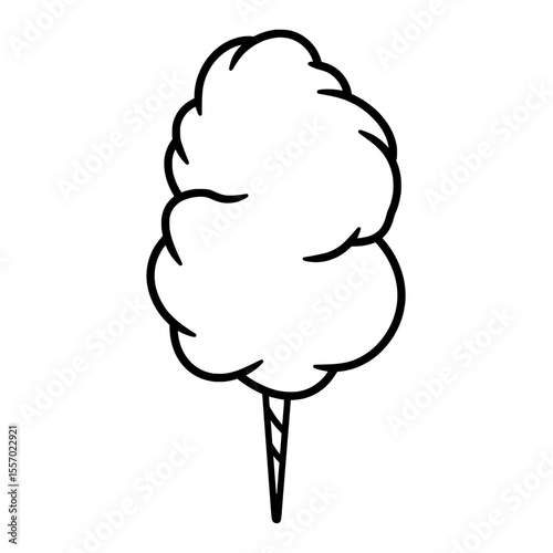 Sweet Swirls of Delight: A whimsical, monochrome depiction of a classic cotton candy treat, inviting the viewer to indulge in a simple, sweet pleasure.
