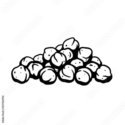 Chickpea Pile: A pile of chickpeas sits in the middle of a simple art, perfect for illustrating a food preparation recipe.