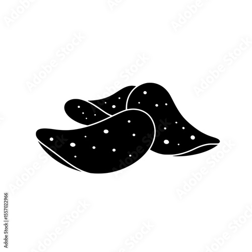 Crisp Silhouette of Potato Chips: Capturing the essence of snack time with a monochrome depiction of golden, crispy potato chips. The image showcases the texture and shape of the iconic treat.