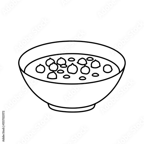 Delicious Chickpea Bowl: A minimalist illustration showcases a bowl filled with chickpeas. A testament to simplicity and healthy eating.