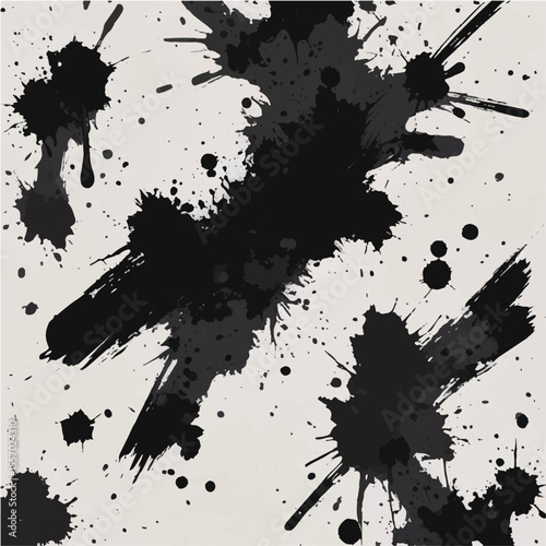 Abstract vector grunge background with black ink splatters and paint stains