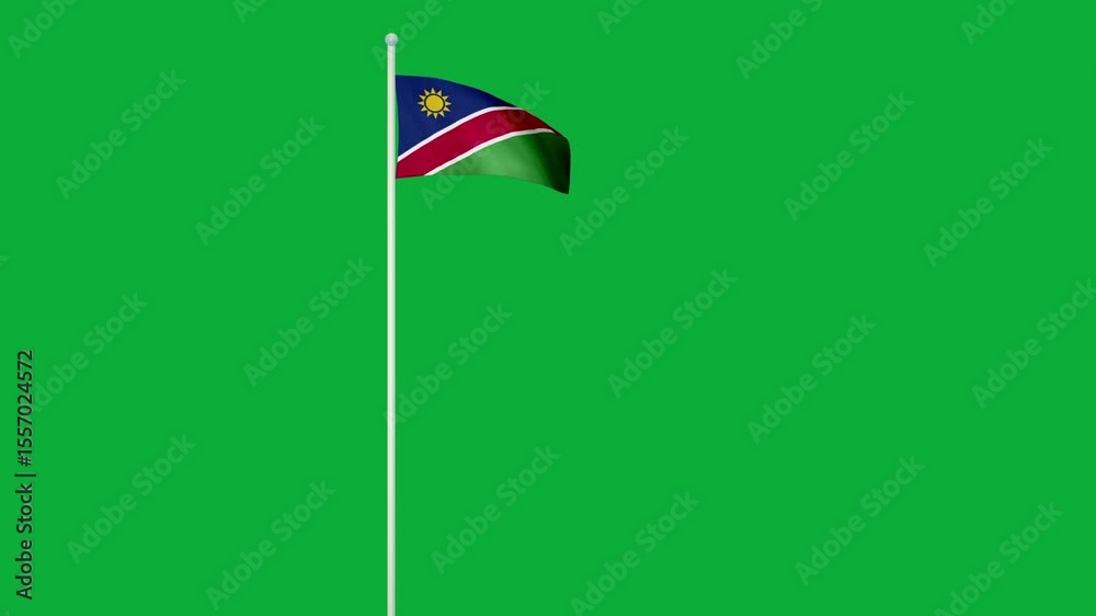 NAMIBIA flag. NAMIBIA flag video. Flag of NAMIBIA Waving in the wind, video, mp4, waving in the Sky, Green screen flag, national flag of the country.