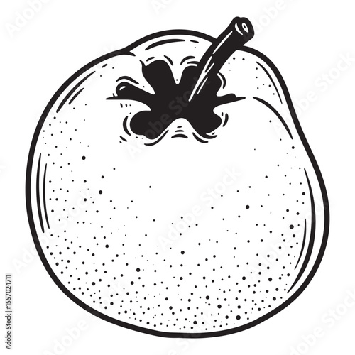 Simple black and white vector illustration of a delicious fresh pear fruit isolated