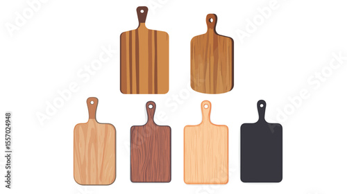 Minimalist vector illustration of a wooden cutting board isolated on solid white background, perfect for food preparation themes, kitchenware design, culinary branding, recipe graphics,