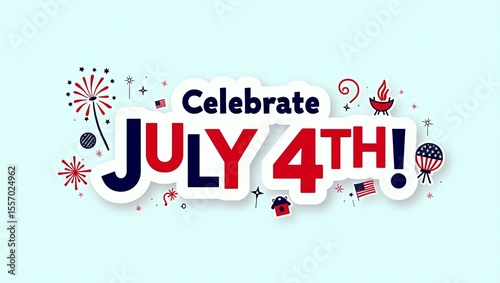 colorful banner design to celebrate july 4th with bold text and graphic fireworks