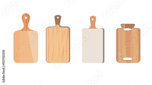 Minimalist vector illustration of a wooden cutting board isolated on solid white background, perfect for food preparation themes, kitchenware design, culinary branding, recipe graphics,