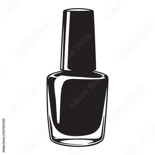 Vector illustration of a black nail polish bottle perfect for beauty and fashion concepts