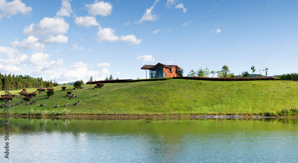 Fototapeta premium The cabin is by the lake