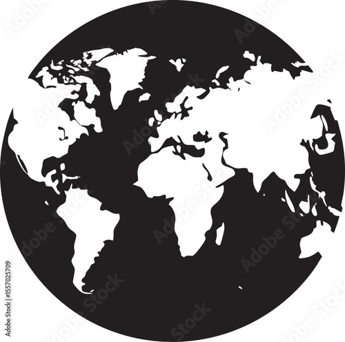 Abstract vector world map illustration with continents on a black background, perfect for global travel and business geography