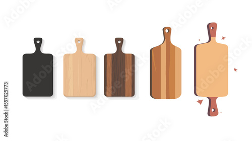 Minimalist vector illustration of a wooden cutting board isolated on solid white background, perfect for food preparation themes, kitchenware design, culinary branding, recipe graphics,