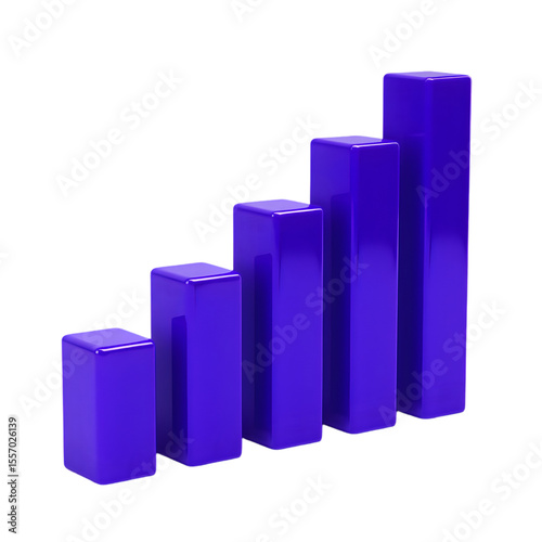 Free Download Five Glossy Purple 3 D Bar Graph Elements Ascending Showing Growth Isolated on a transparent background - GFXLoad