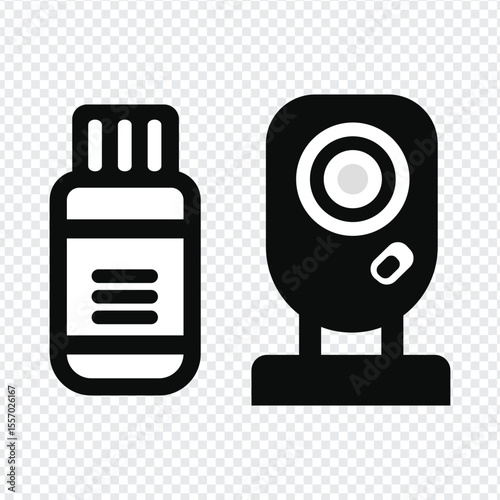 card reader and webcam icon set
