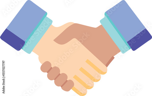 Flat High Detail Vector Icon  Two Shaking Hands Agreement Symbol