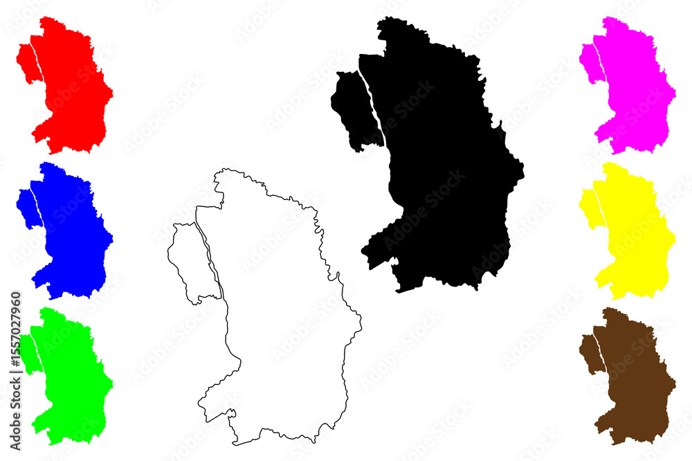 Obraz premium Aizuwakamatsu city (Japan, Nihon-koku or Nippon-koku, Tohoku region) map vector illustration, scribble sketch Aizuwakamatsu-shi map