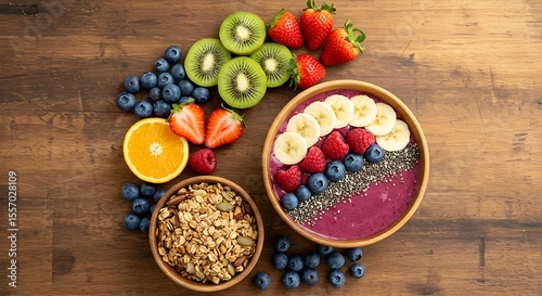 Delicious and Healthy Berry Smoothie Bowl Recipe with Granola and Fresh Fruit